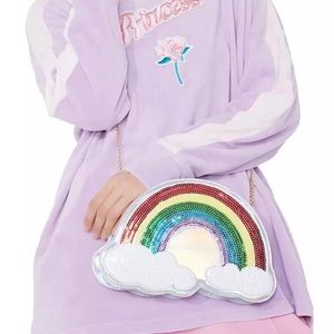 Dolls Kill Silver Sequin Rainbow Crossbody Purse
